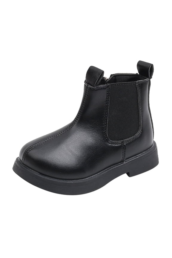 Kids Chelsea Ankle Boots Warm Fleece Lined Side Zipper Comfortable Slip On Short Booties