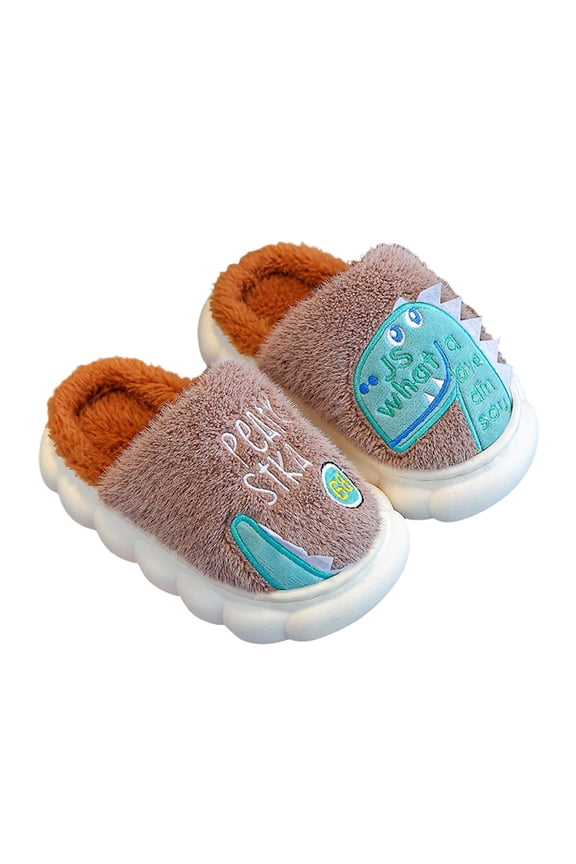 Kids Cute Slippers Boys Girls Soft Plush Memory Foam House Slippers Toddler Non Slip Winter Home Shoe