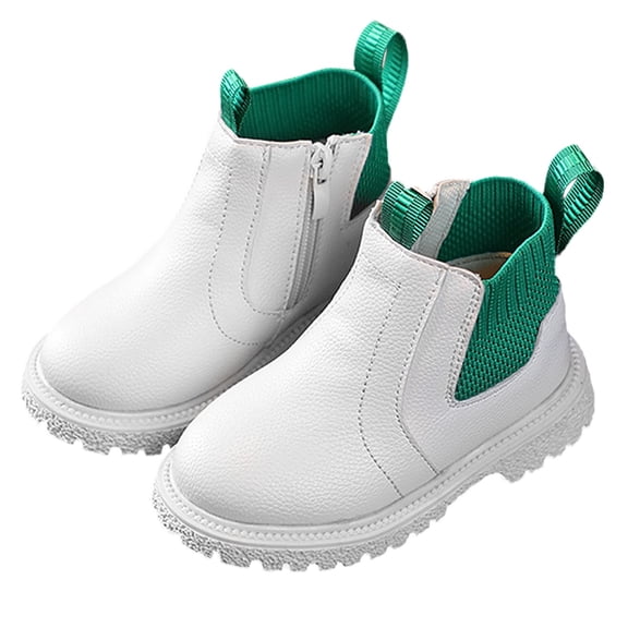 Chenyee Kids Slip On Ankle Boots for Boys Girls Chunky Low Heel Winter Casual Chelsea Booties