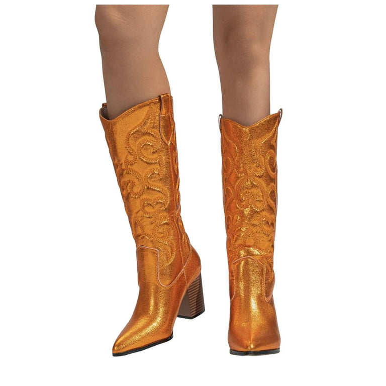 Chenyee Knee High Boots for Women Wide Calf High Heel Pointed Toe