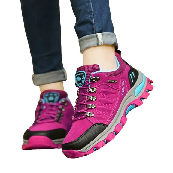 Chenyee Lightweight Hiking Shoes for Women Breathable Lace Up Non Slip Outdoor Camping Sneakers