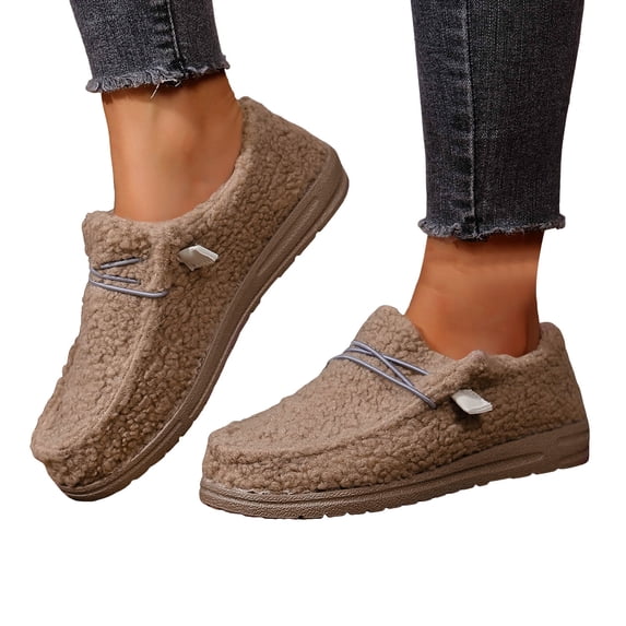 Chenyee Loafers for Women Comfortable Plush Slip On Sneakers Winter Warm Non Slip Walking Shoes