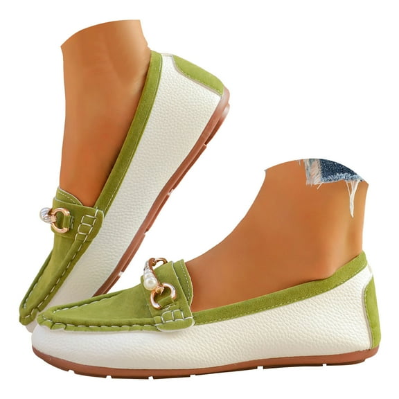 Chenyee Loafers for Women Fashion Pearls Non Slip Work Flat Dress Shoes Slip On Walking Sneakers