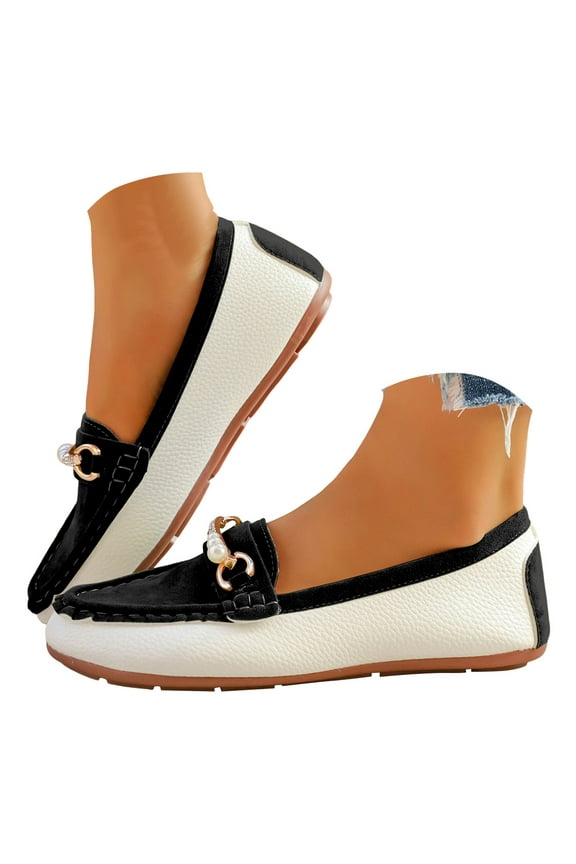 Loafers for Women Fashion Pearls Non Slip Work Flat Dress Shoes Slip On Walking Sneakers
