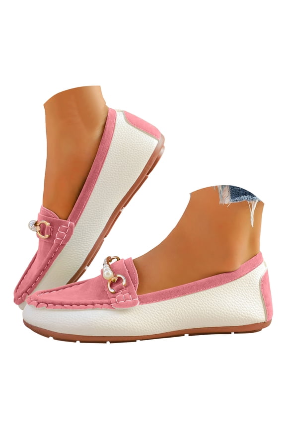 Loafers for Women Fashion Pearls Non Slip Work Flat Dress Shoes Slip On Walking Sneakers