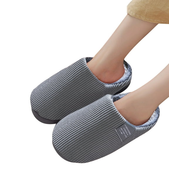 Chenyee Men's Fuzzy Slip On Slippers Fleece Lined Corduroy Memory Foam Indoor House Slide Shoes