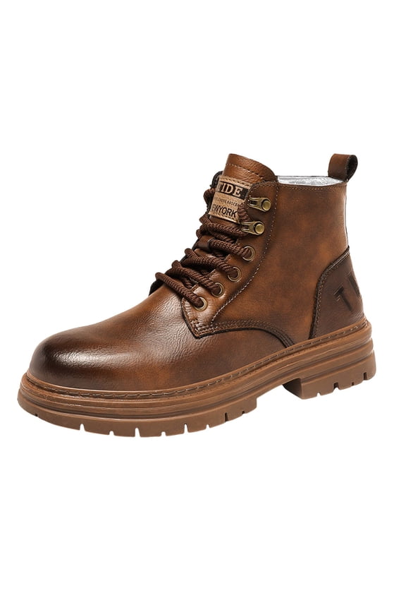 Men's Hiking Combat Boots Comfortable Leather Waterproof Casual Lace Up Ankle Chukka Booties