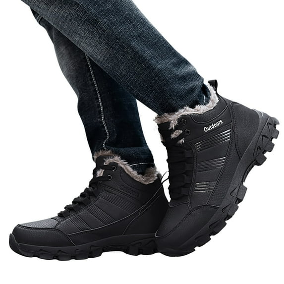 Chenyee Men's Snow Boots Lightweight Outdoor Hiking Ankle Booties Furry Lined Non Slip Work Shoes