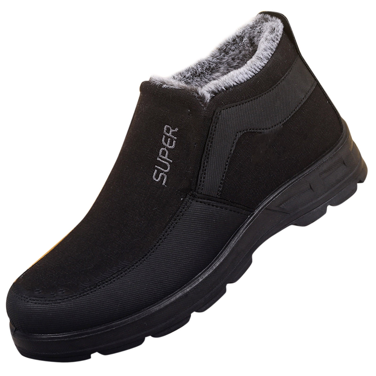 Chenyee Men's Winter Slip On Warm Ankle Boots Outdoor Water-proof Non Slip Fleece Lined Hiking Shoes