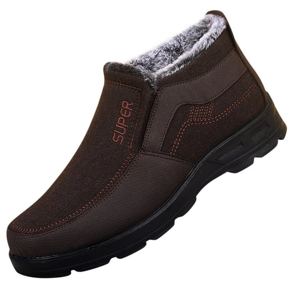 Chenyee Men's Winter Slip On Warm Ankle Boots Outdoor Water-proof Non Slip Fleece Lined Hiking Shoes
