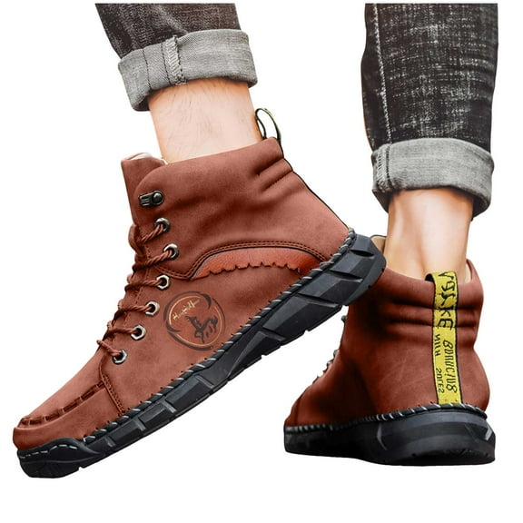 Chenyee Mens Casual Ankle Chukka Boots Slip On Lightweight Mid top Walking Driving Leather Shoes