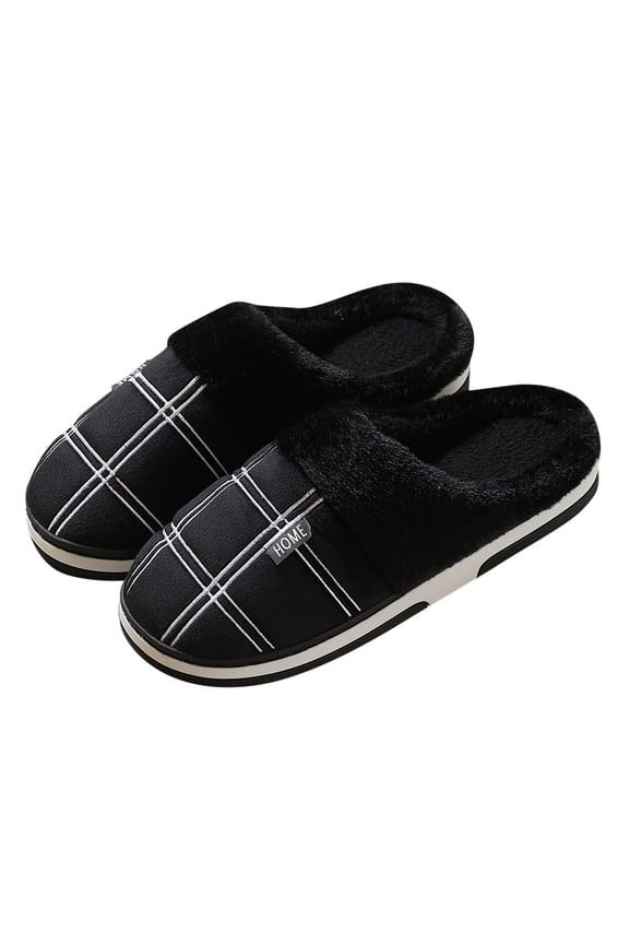 Mens Memory Foam House Slippers Warm Fuzzy Bedroom Slide Home Shoes Indoor Outdoor Non Slip Scuff