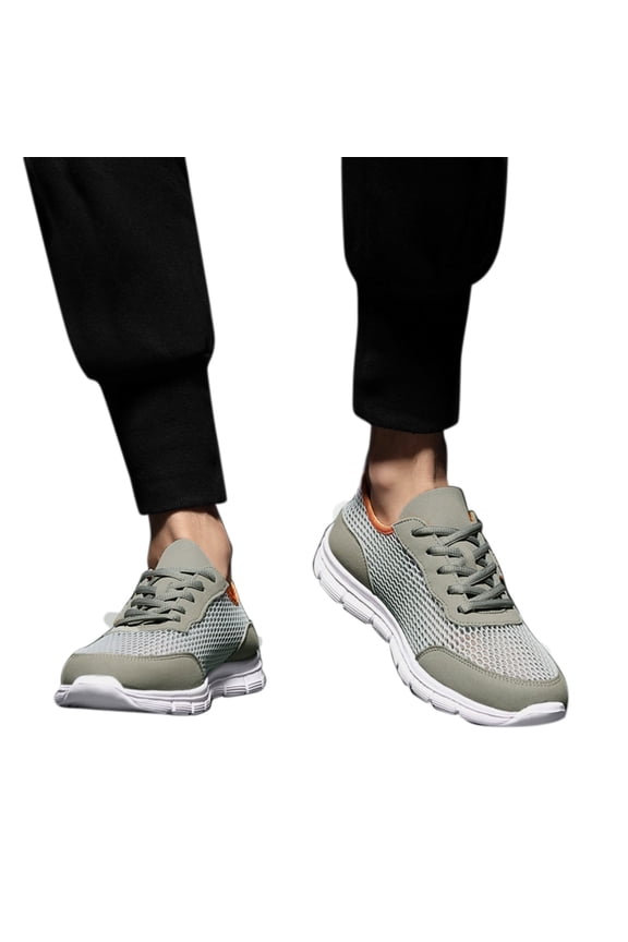 Mens Mesh Hollow Out Breathable Sneakers Non Slip Lace Up Walking Shoes Fashion Casual Tennis Shoes