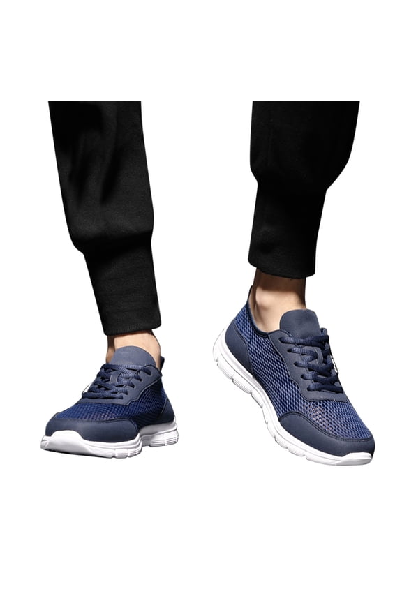 Mens Mesh Hollow Out Breathable Sneakers Non Slip Lace Up Walking Shoes Fashion Casual Tennis Shoes