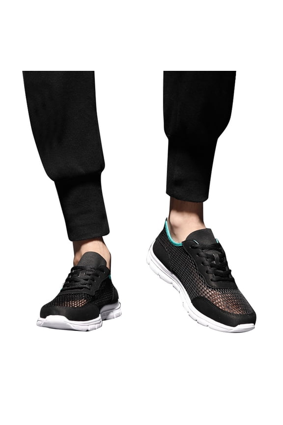 Mens Mesh Hollow Out Breathable Sneakers Non Slip Lace Up Walking Shoes Fashion Casual Tennis Shoes