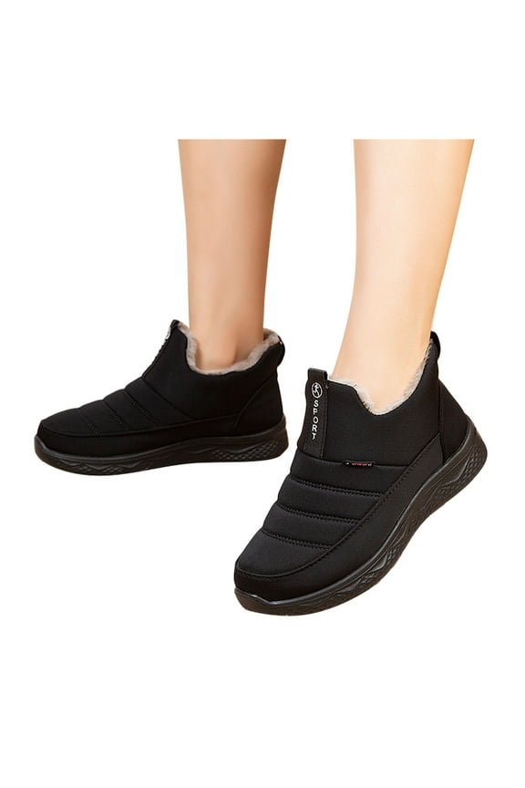 Mens Snow Ankle Boots Non Slip Fully Furry Lined Water-proof Outdoor Slip On Sneakers