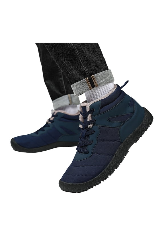 Mens Snow Boots Outdoor Non Slip Work Shoes Winter Trekking Furry Lined Warm Lace Up Ankle Booties