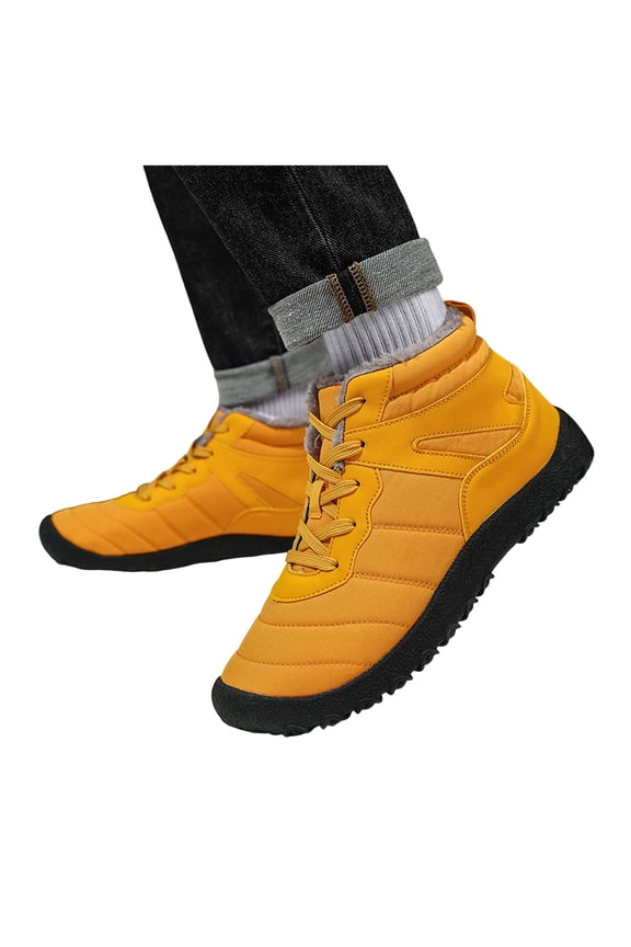 Mens Snow Boots Outdoor Non Slip Work Shoes Winter Trekking Furry Lined Warm Lace Up Ankle Booties