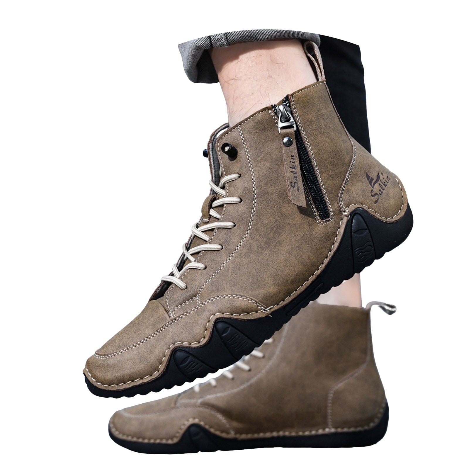 Chenyee Mens Vintage Suede Ankle Boots Outdoor Non Slip Work Shoes