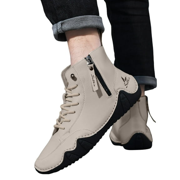 Chenyee Mens Vintage Suede Ankle Boots Outdoor Non Slip Work Shoes Comfortable Slip On Sneakers