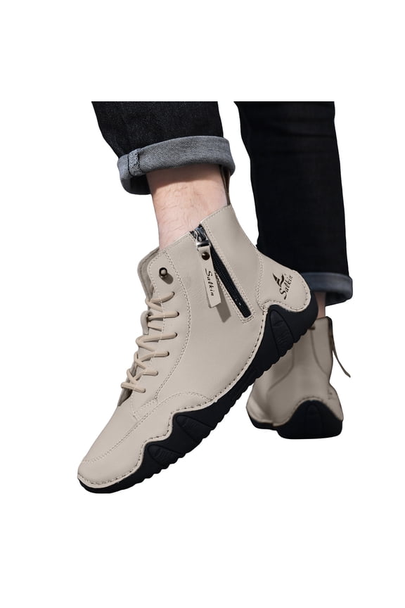 Mens Vintage Suede Ankle Boots Outdoor Non Slip Work Shoes Comfortable Slip On Sneakers