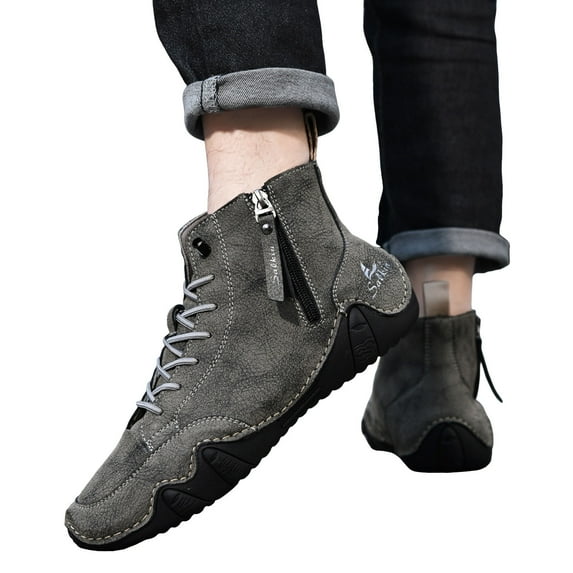 Chenyee Mens Vintage Suede Ankle Boots Outdoor Non Slip Work Shoes Comfortable Slip On Sneakers