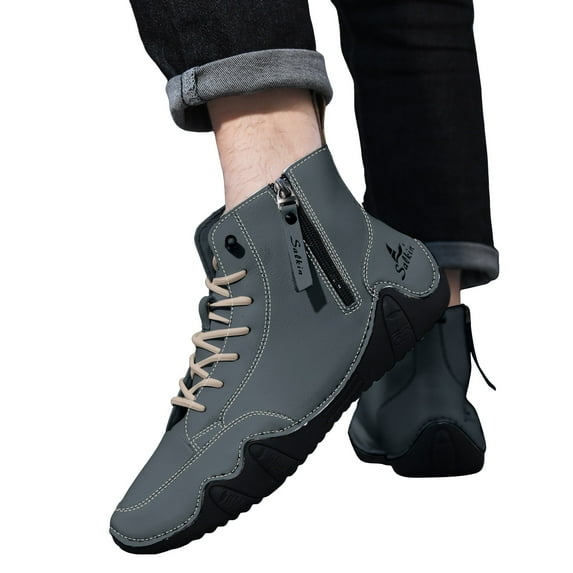 Chenyee Mens Vintage Suede Ankle Boots Outdoor Non Slip Work Shoes Comfortable Slip On Sneakers