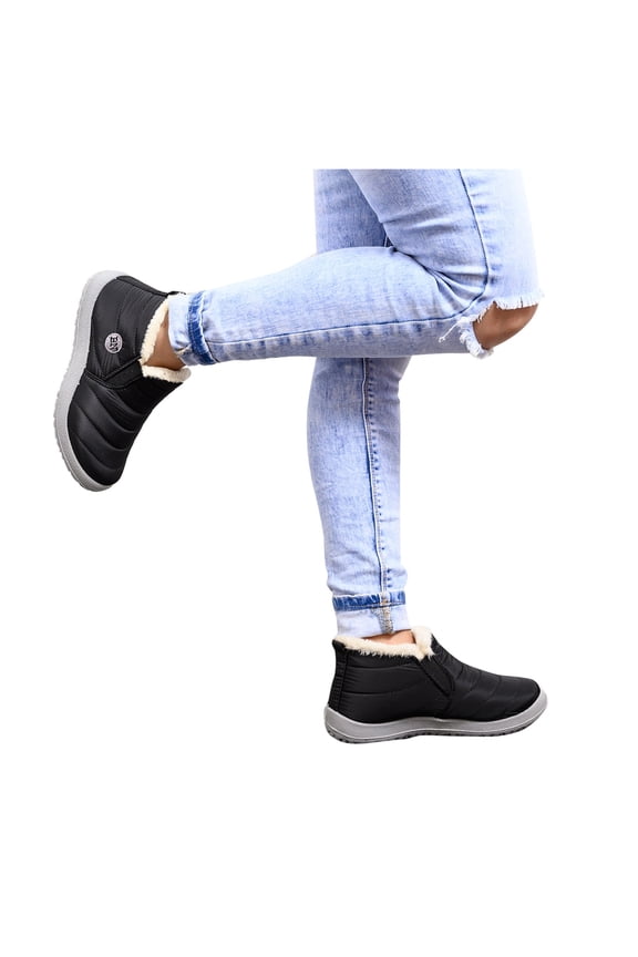 Mens Warm Snow Ankle Boots Comfortable Water-proof Fully Furry Lined Outdoor Slip On Sneakers