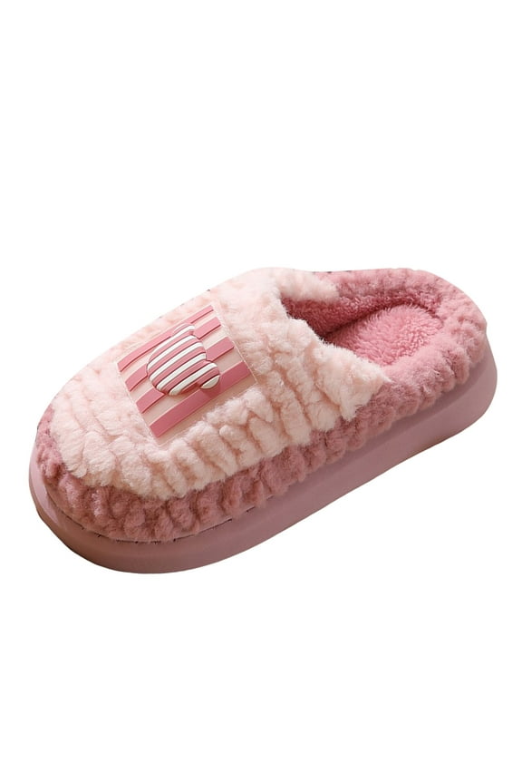 Platform House Slippers for Women Winter Warm Casual Non Slip Cotton Plush Slide Shoes