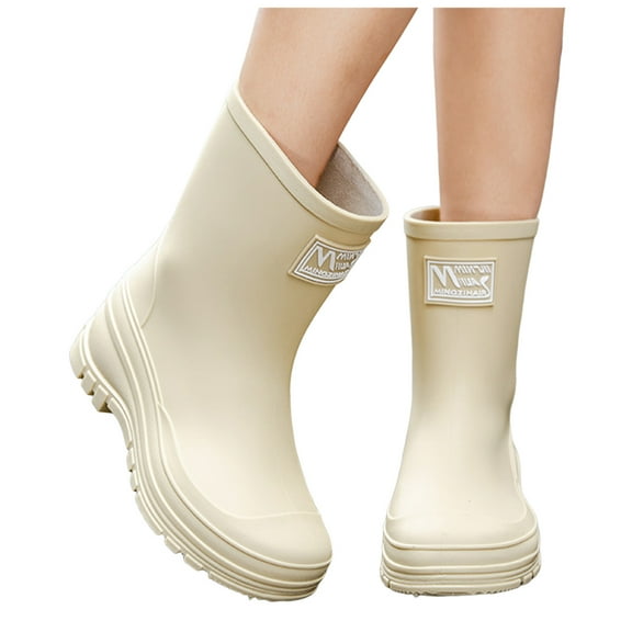 Chenyee Rain Boots for Women Lightweight Non Slip Rain Shoes Mid Calf Water-proof Garden Booties