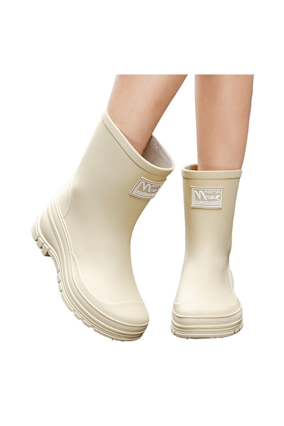 Rain Boots for Women Lightweight Non Slip Rain Shoes Mid Calf Water-proof Garden Booties