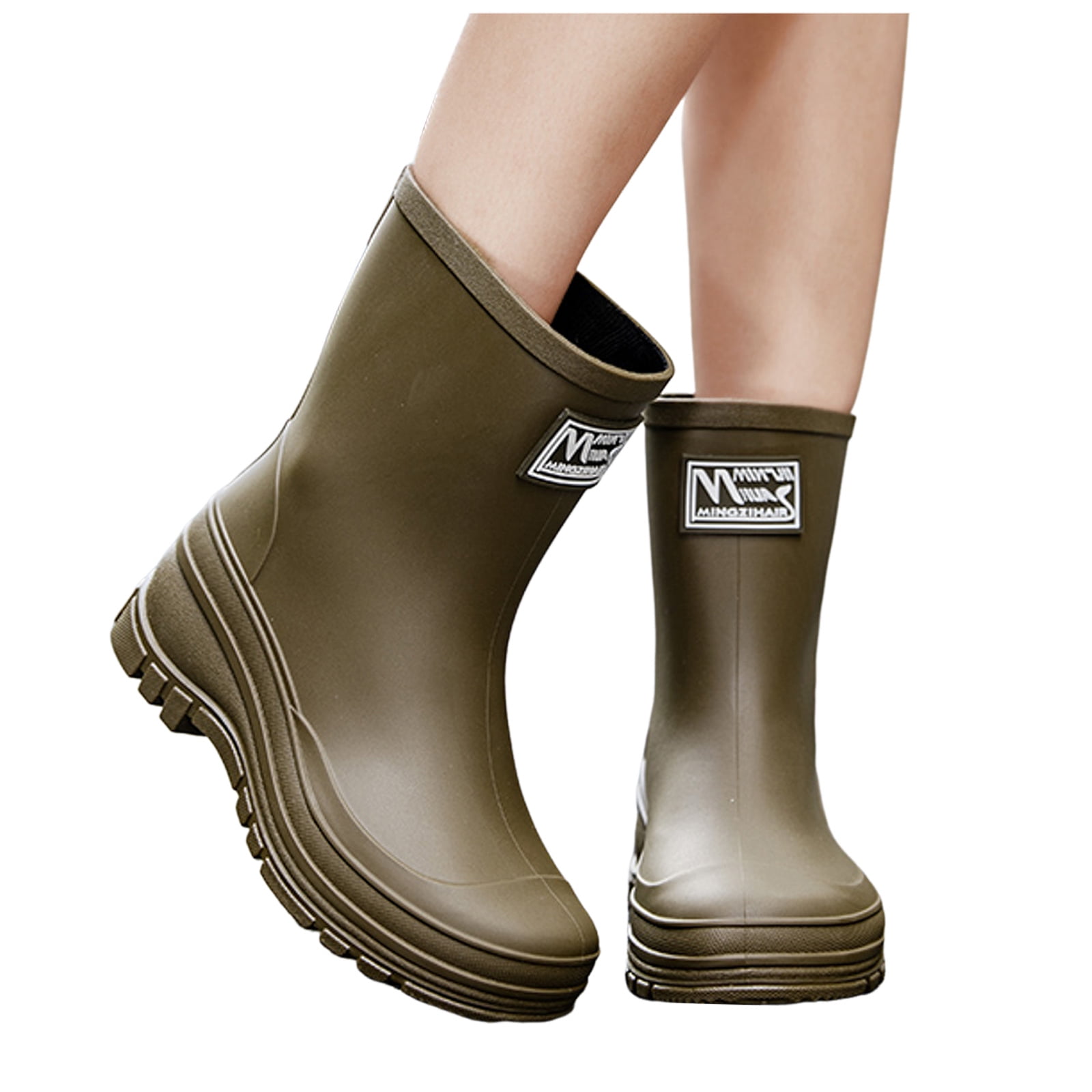 Chenyee Rain Boots for Women Lightweight Non Slip Rain Shoes Mid Calf Water-proof Garden Booties