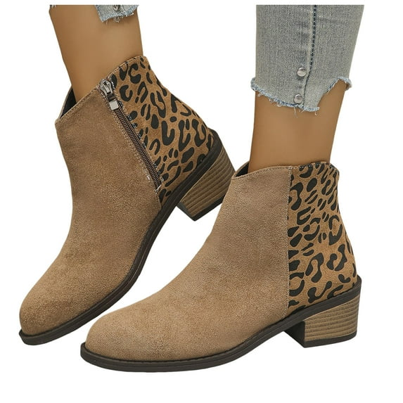 Chenyee Slip On Ankle Boots for Women Chunky Low Heel Comfortable Suede Short Dress Booties