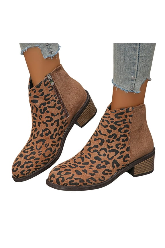 Slip On Ankle Boots for Women Chunky Low Heel Comfortable Suede Short Dress Booties