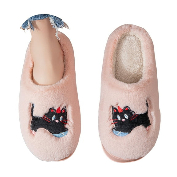 Chenyee Slippers for Women Men Warm Plush House Shoes Non Slip Cute Cartoon Print Bedroom Slides
