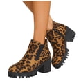 thumbnail image 1 of Chenyee Suede Ankle Boots for Women Fashion Leopard Print Block High Heel Slip On Short Booties, 1 of 8