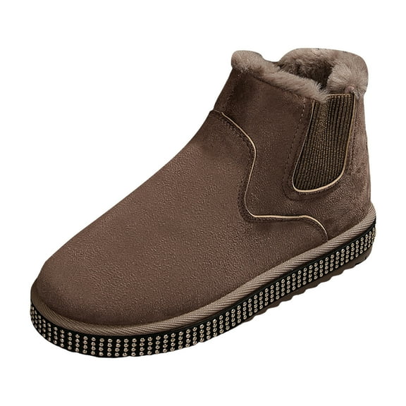 Chenyee Suede Platform Snow Boots for Women Slip On Plush Warm Ankle Booties Non Slip Memory Foam Walking Shoes