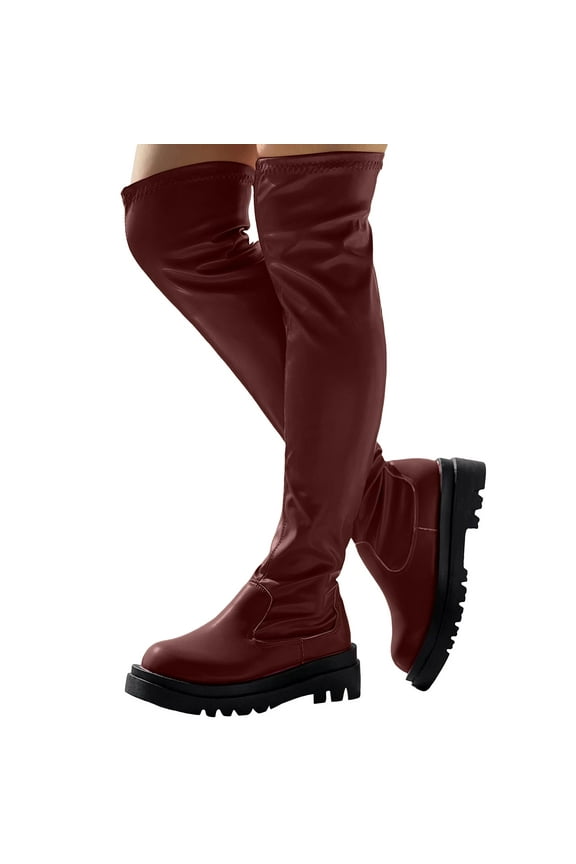Thigh High Boots For Women Platform Comfortable Stretch Non Slip Over The Knee Booties
