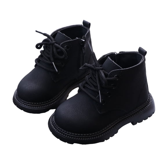 Chenyee Toddler Non Slip Ankle Boots Boys Girls Fashion Lace Up Mid Calf Combat Booties for Kids