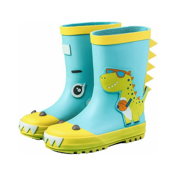 Chenyee Toddler Rain Boots for Boys Girls Rain Shoes Waterproof Kids Printed Non Slip Rubber Mid Calf Boots
