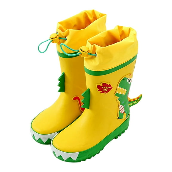 Chenyee Toddler Rain Boots for Boys Girls Water-proof Kids Cartoon Printed Mid Calf Rubber Booties