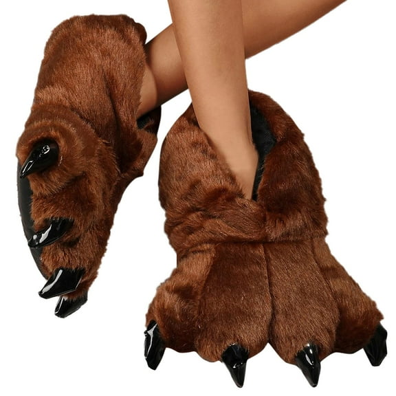 Chenyee Unisex Plush Animal Paw Funny Slippers Indoor Cotton Shoes Warm Fuzzy House Slippers for Women Men