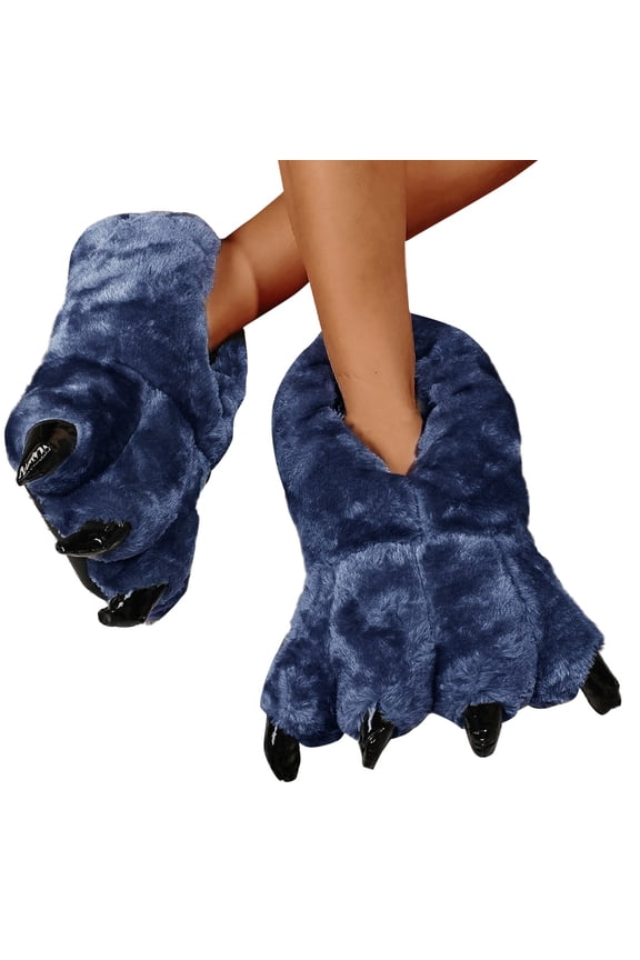 Unisex Plush Animal Paw Funny Slippers Indoor Cotton Shoes Warm Fuzzy House Slippers for Women Men