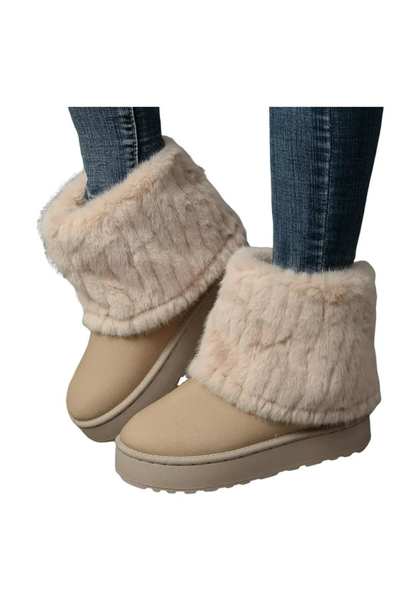 Winter Snow Boots for Women Classic Thick Sole Non Slip Warm Mid Calf Furry Booties