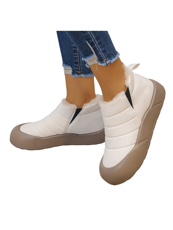 Winter Snow Boots for Women Fleece Lined Warm Ankle Booties Outdoor Non Slip Walking Work Shoes