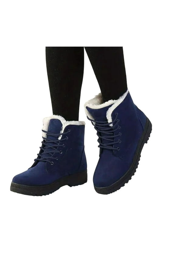 Winter Snow Boots for Women Warm Furry Lined Ankle Booties Lace Up Outdoor Non Slip Walking Shoes