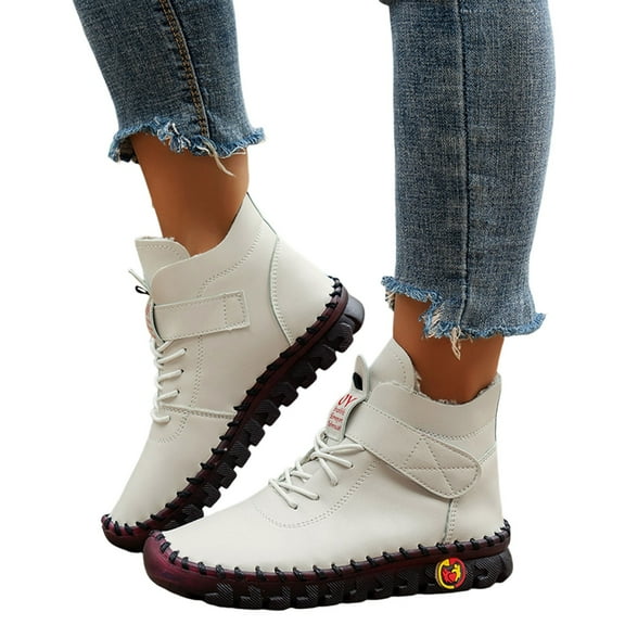 Chenyee Winter Snow Boots for Women Warm Furry Lined Comfortable Lace Up Non Slip Ankle Booties