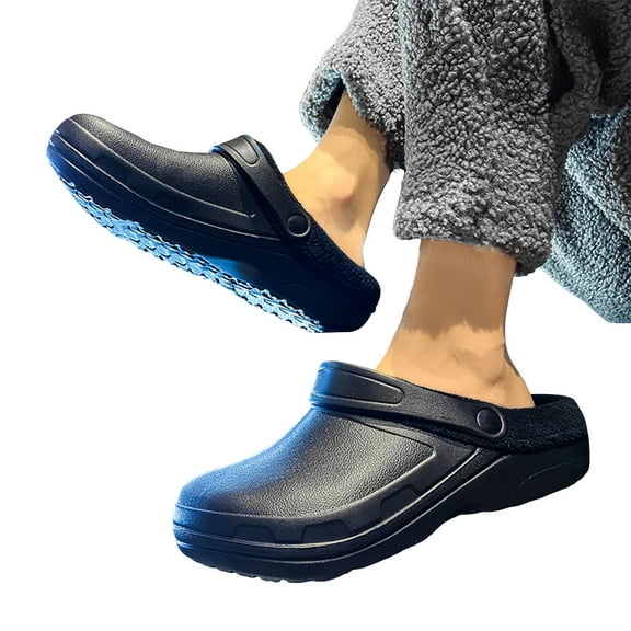 Chenyee Women Fleece Lined Clogs Water-proof Non Slip Memory Foam Warm Winter Indoor Outdoor Slippers