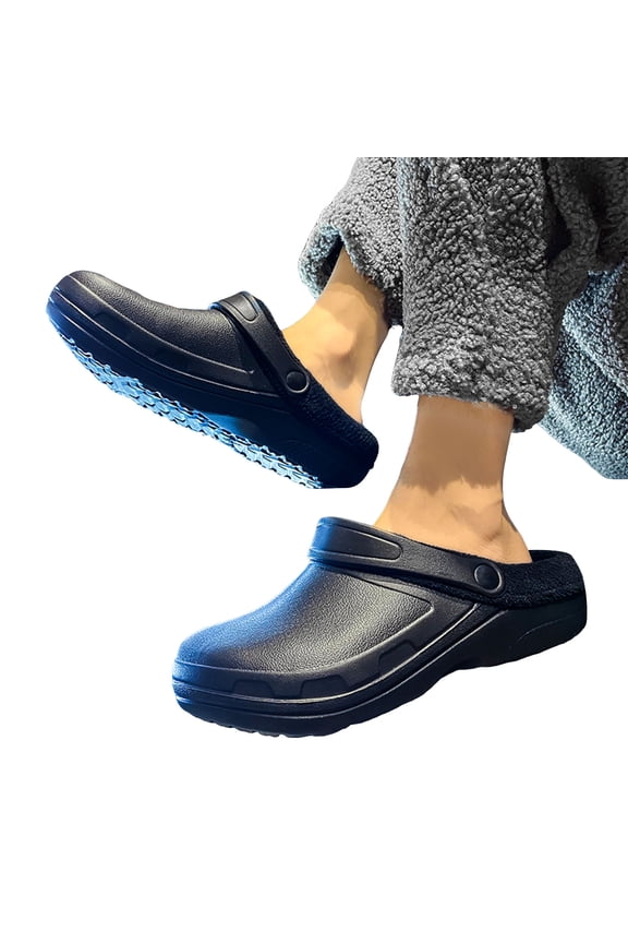 Women Fleece Lined Clogs Water-proof Non Slip Memory Foam Warm Winter Indoor Outdoor Slippers