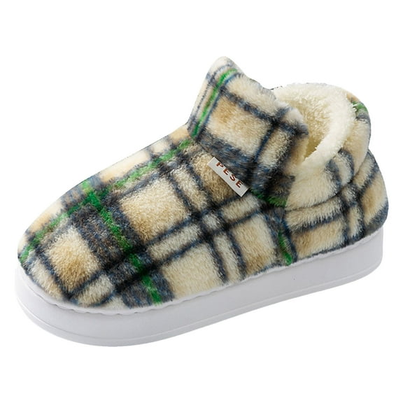 Chenyee Women's Cotton Boots Warm Fuzzy Slippers with Furry Lined Cozy Memory Foam Indoor House Shoes